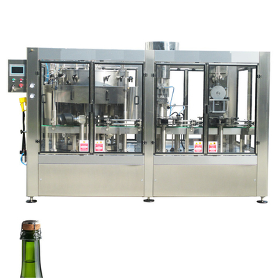 China Sparkling wine bottle filling machine automatic sparkling juice filling corking wire caging machine 3 in 1 mono block supplier